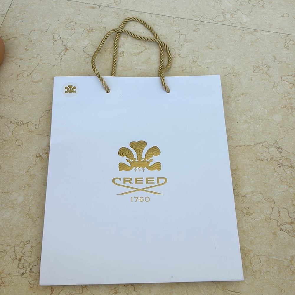 Creed White Shopping Bag with Gold Logo